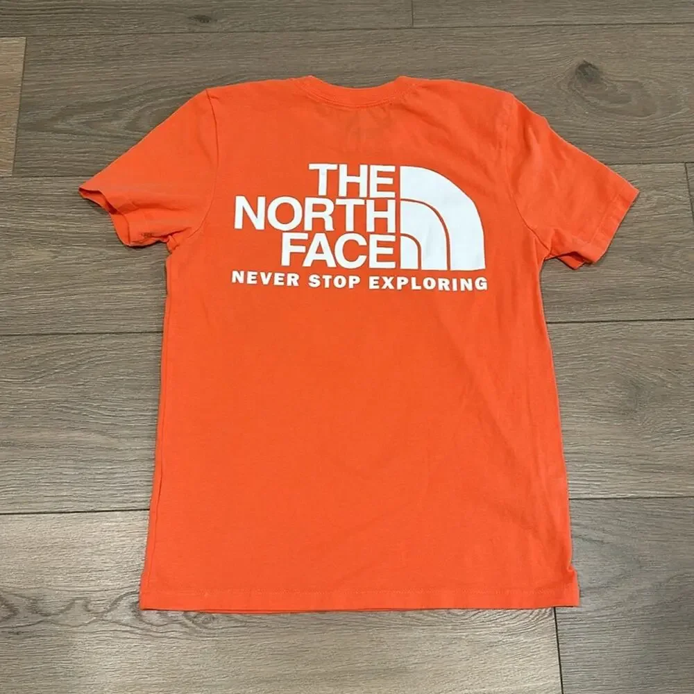 NORTH FACE Orange‎ Crew Neck Short Sleeve Cotton Tee Shirt T Top Outdoor Size XS - Picture 2 of 10